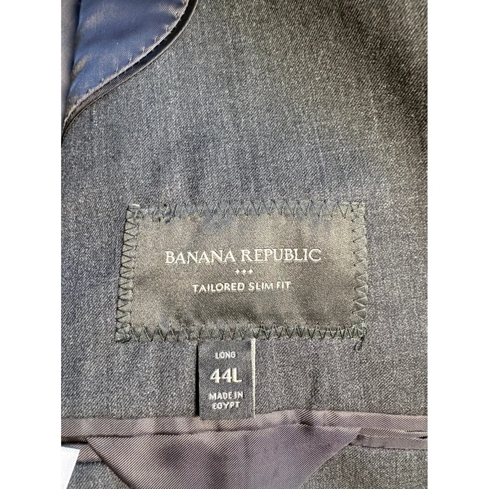 Banana Republic Mens Tailored Slim‎ Fit Suit Charcoal Gray 44L 37W Wool Blend